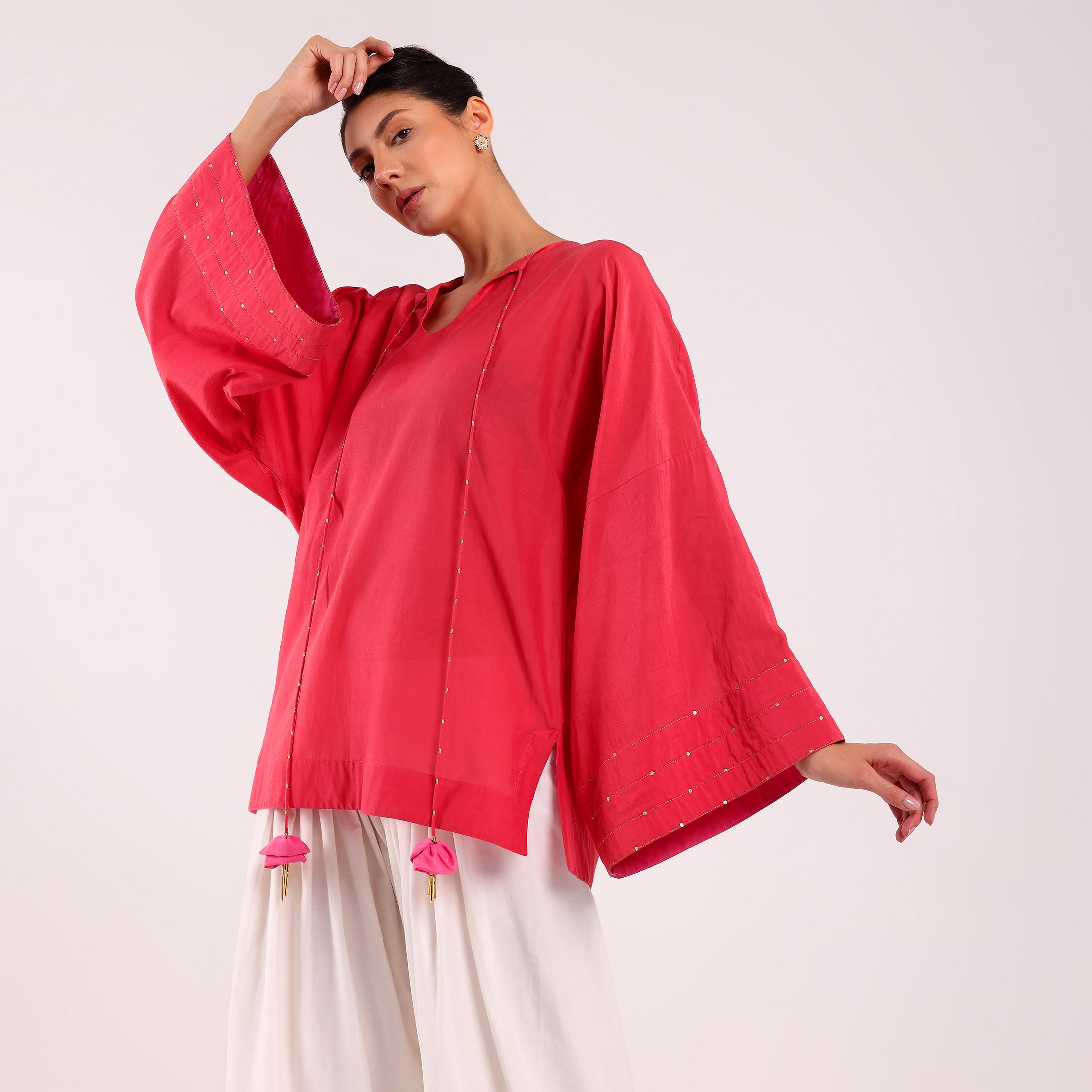 The Silk Edit- Coral Choga Set