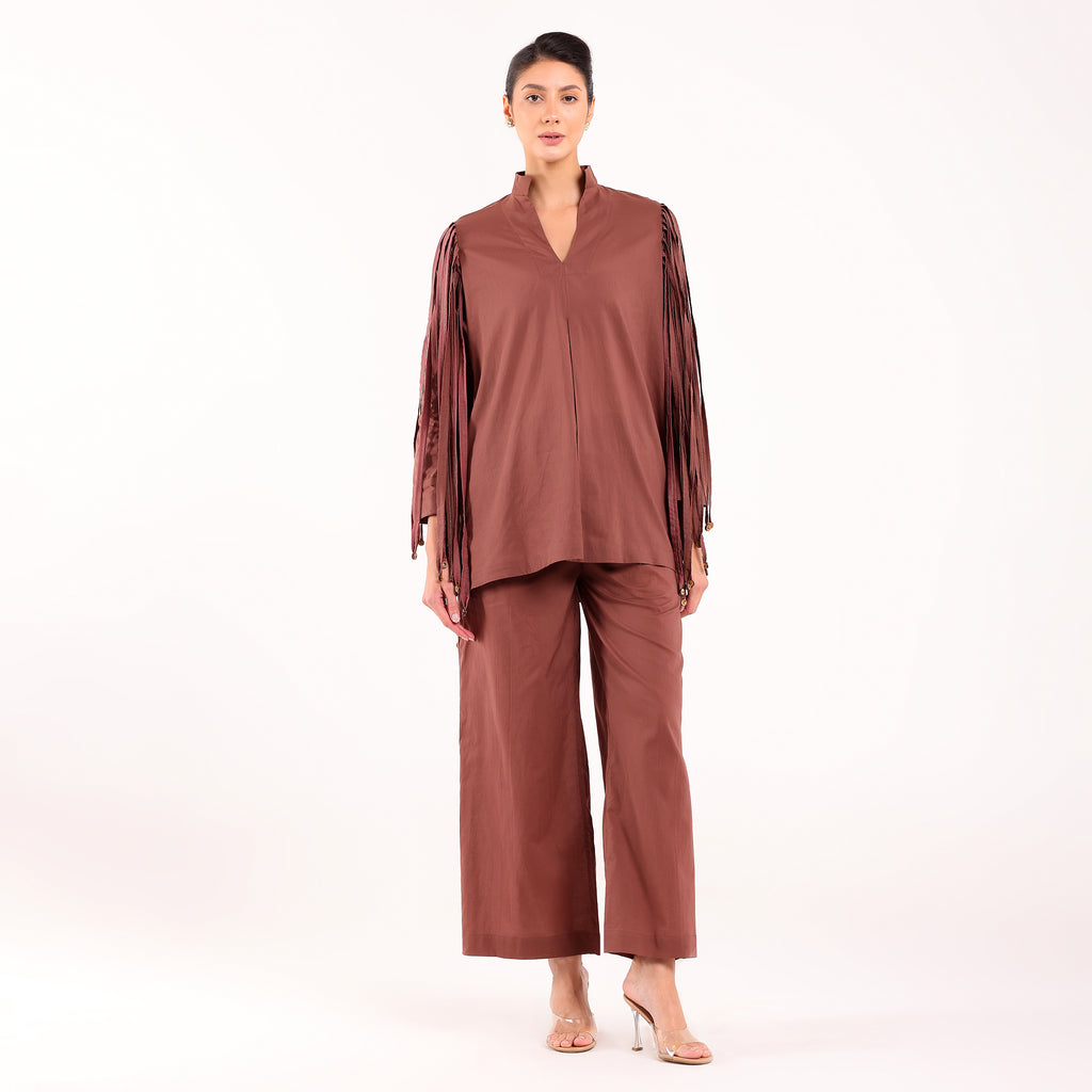 Naya-Long Stripped Coordset- Dusty Rose
