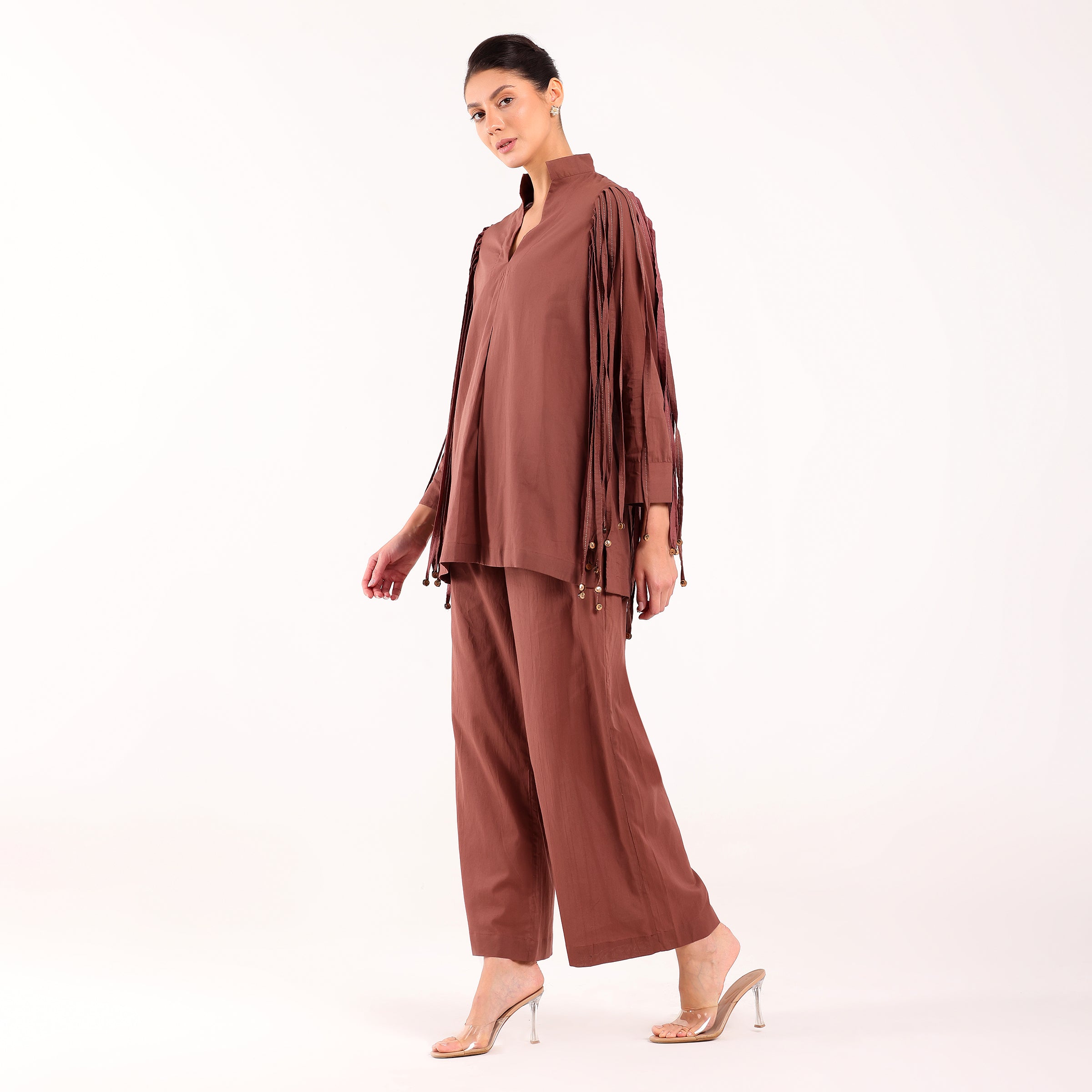 Naya-Long Stripped Coordset- Dusty Rose