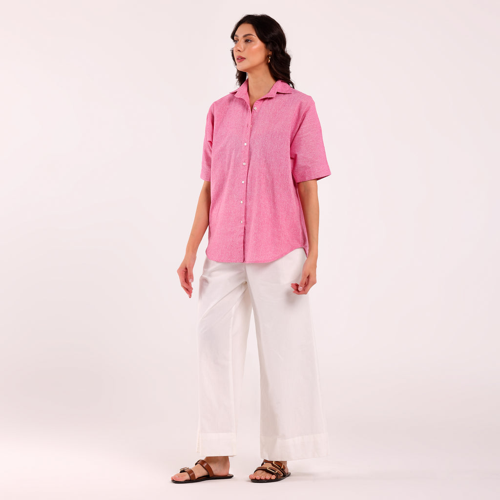 Sukoon- Khadi Textured Shirt Pink