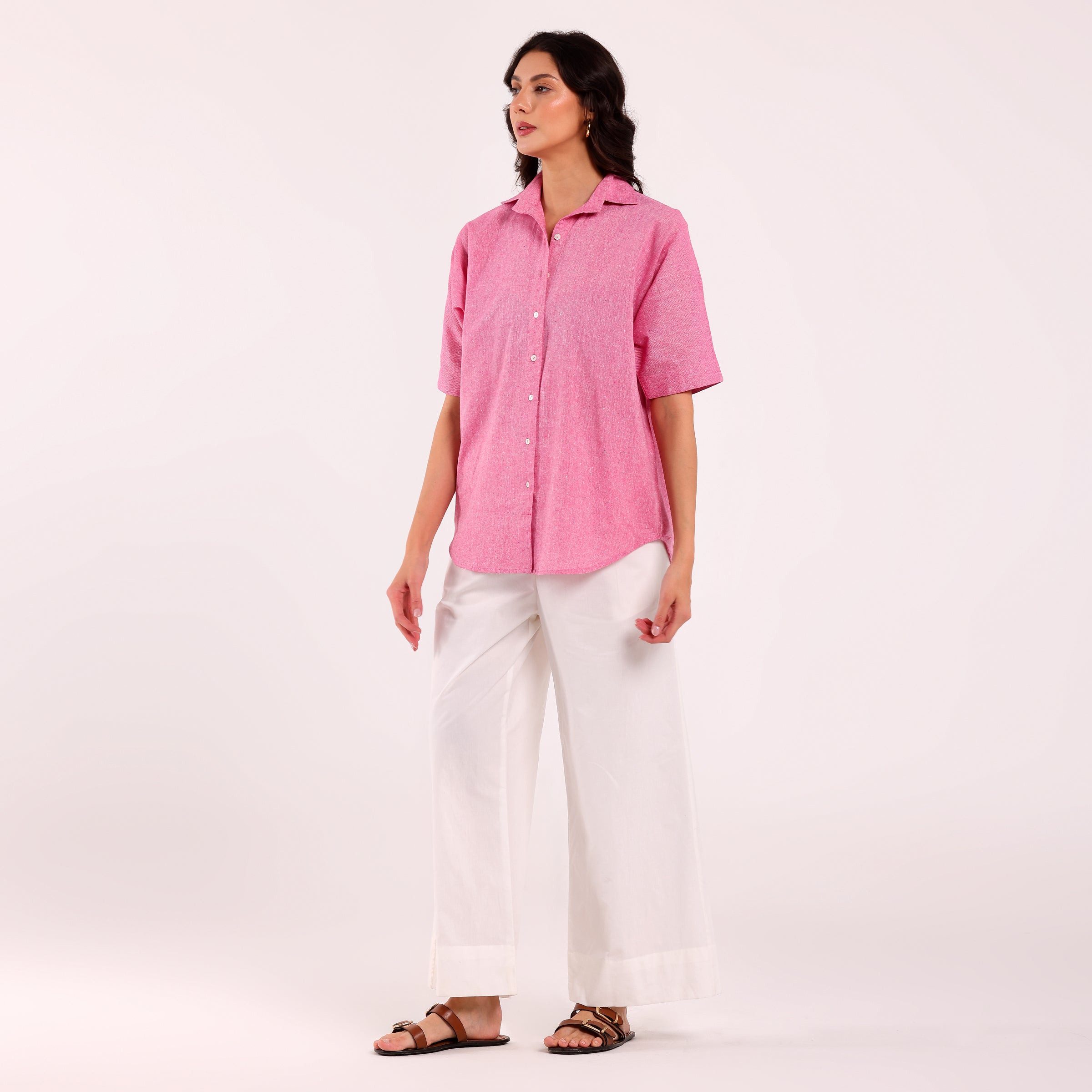 Sukoon- Khadi Textured Shirt Pink