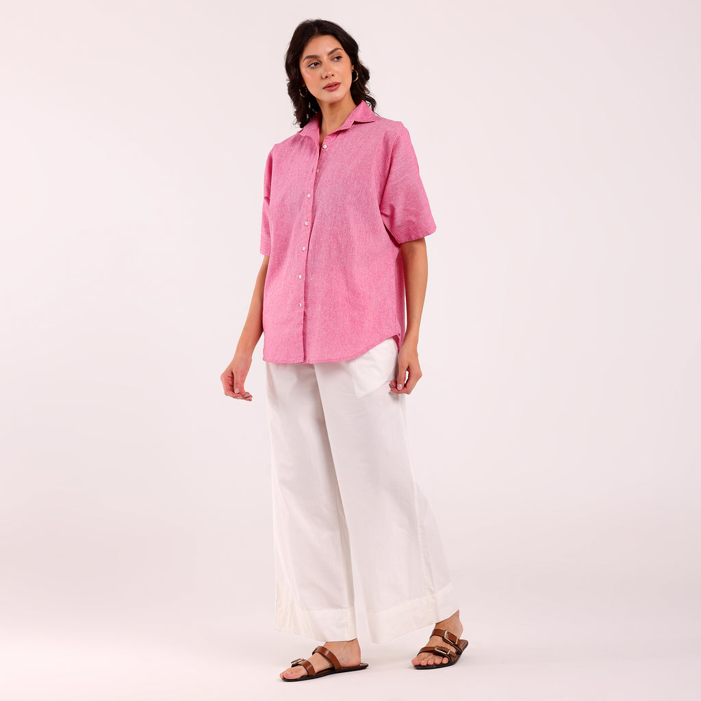 Sukoon- Khadi Textured Shirt Pink