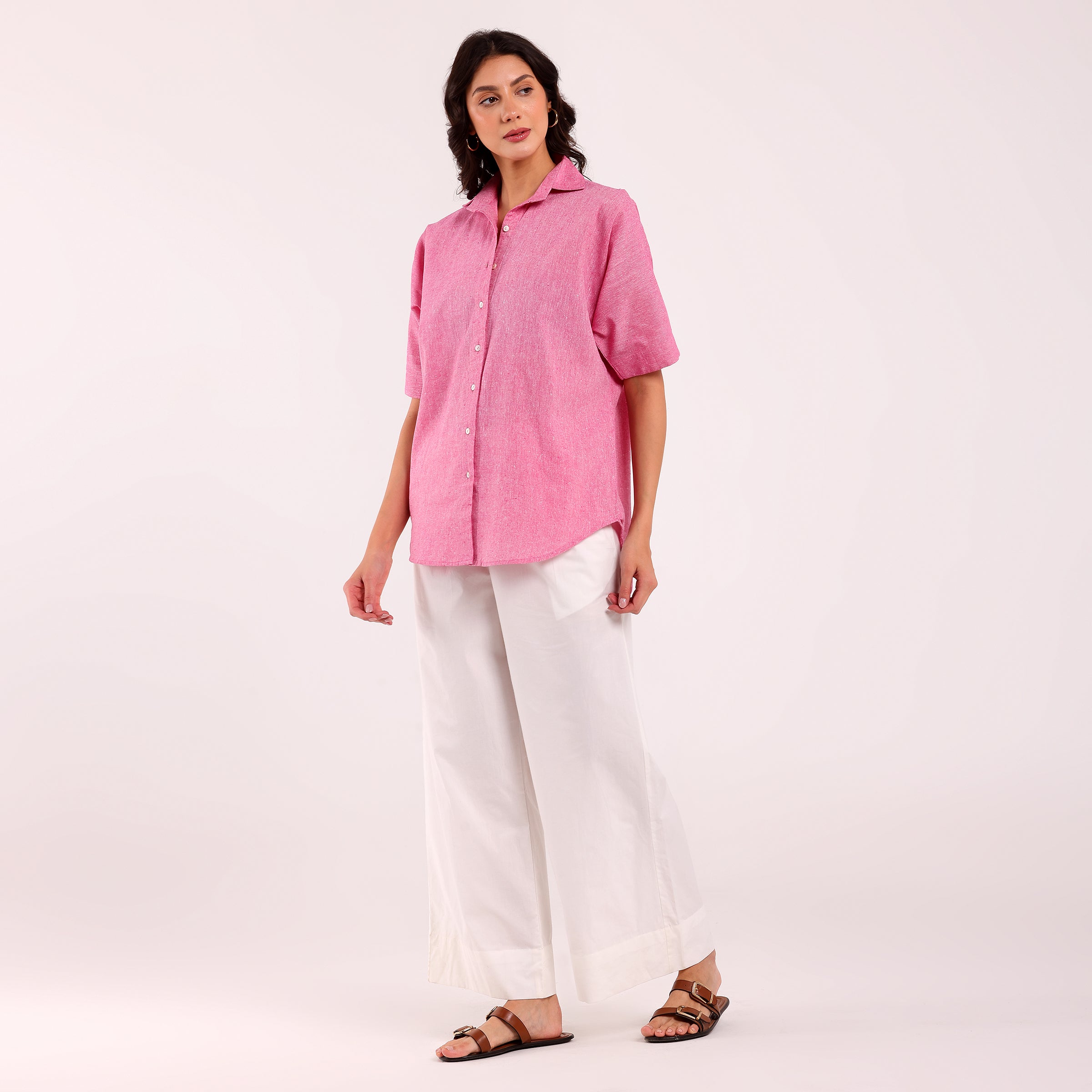 Sukoon- Khadi Textured Shirt Pink