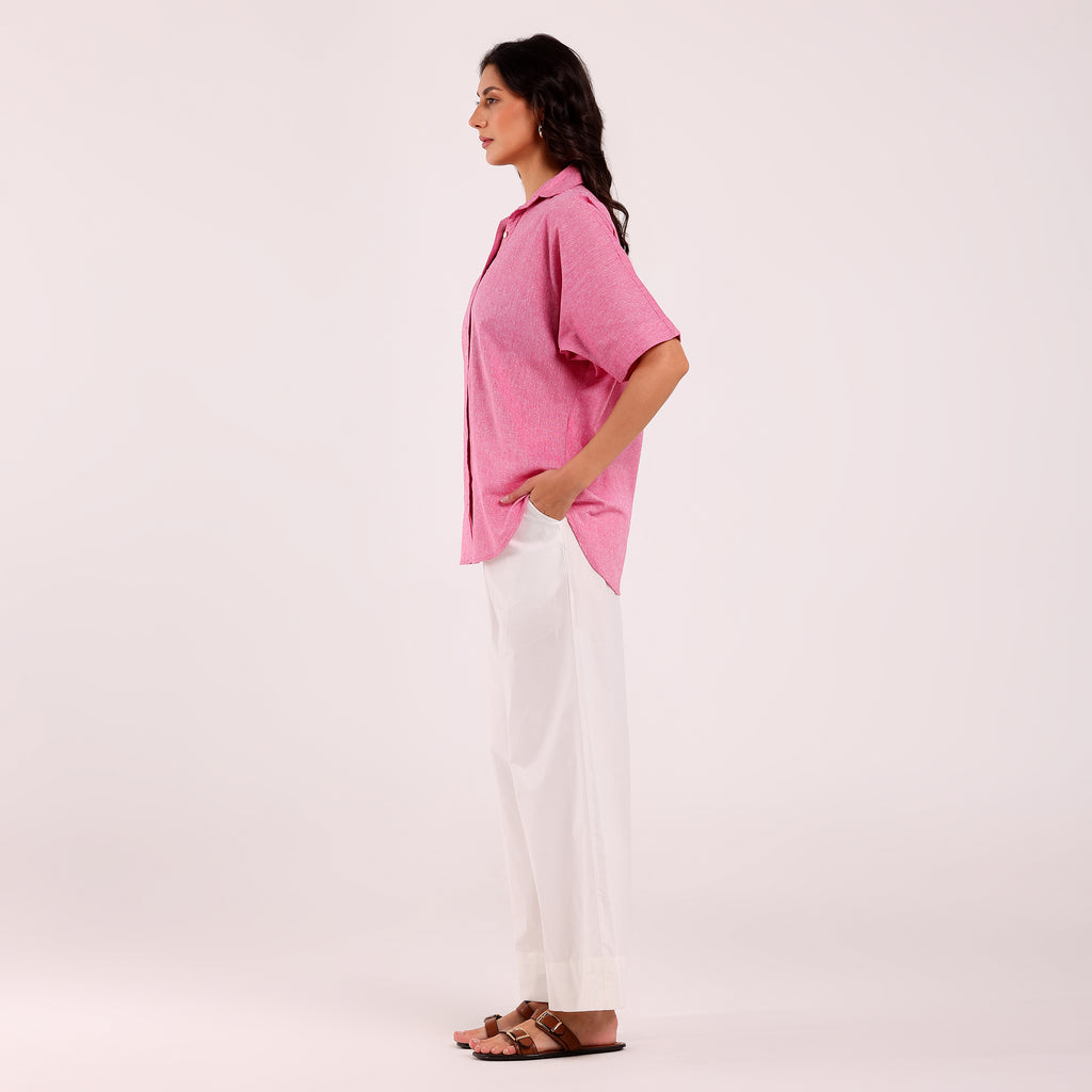 Sukoon- Khadi Textured Shirt Pink
