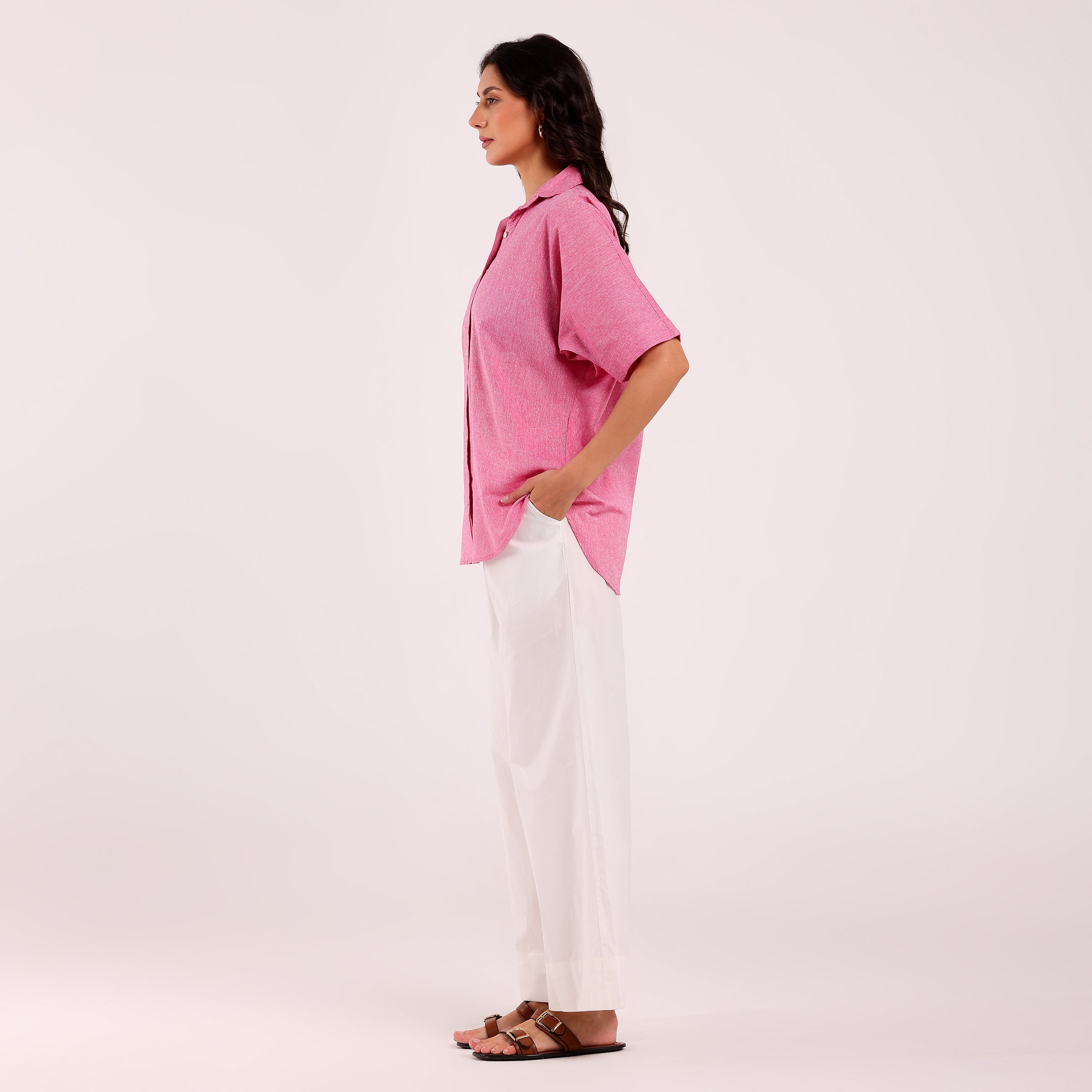 Sukoon- Khadi Textured Shirt Pink