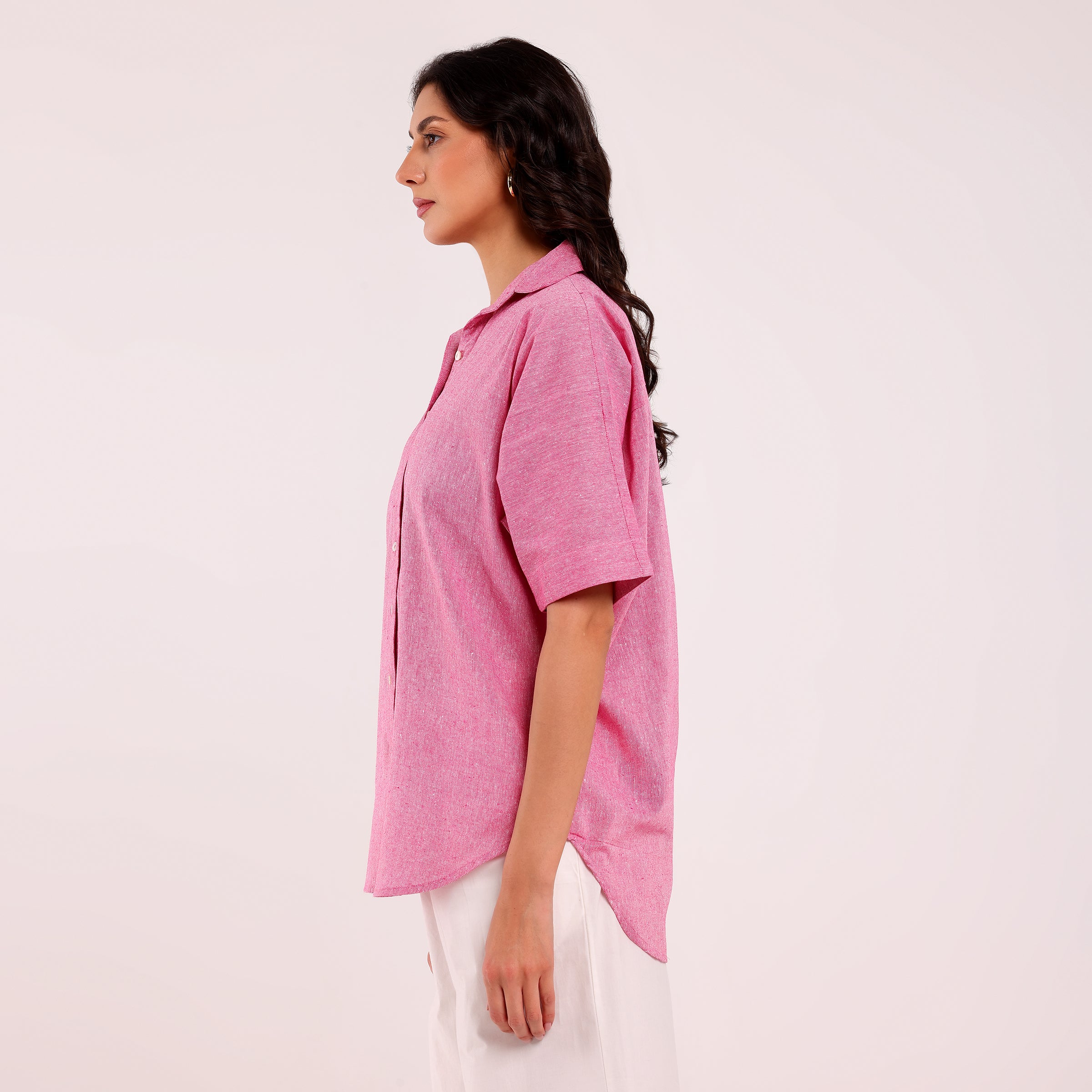 Sukoon- Khadi Textured Shirt Pink