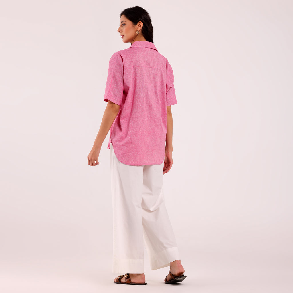 Sukoon- Khadi Textured Shirt Pink