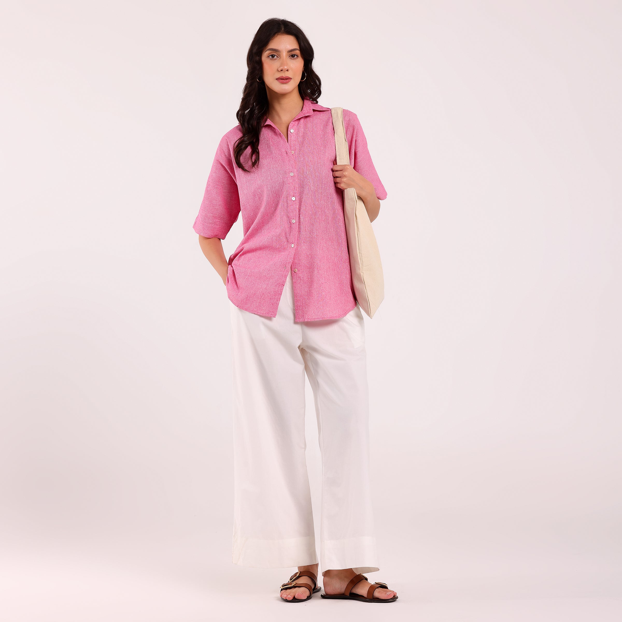 Sukoon- Khadi Textured Shirt Pink