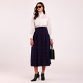 Naya- Box Pleated Blue Skirt