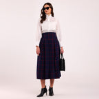 Naya- Box Pleated Blue Skirt
