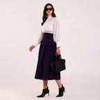 Naya- Box Pleated Blue Skirt