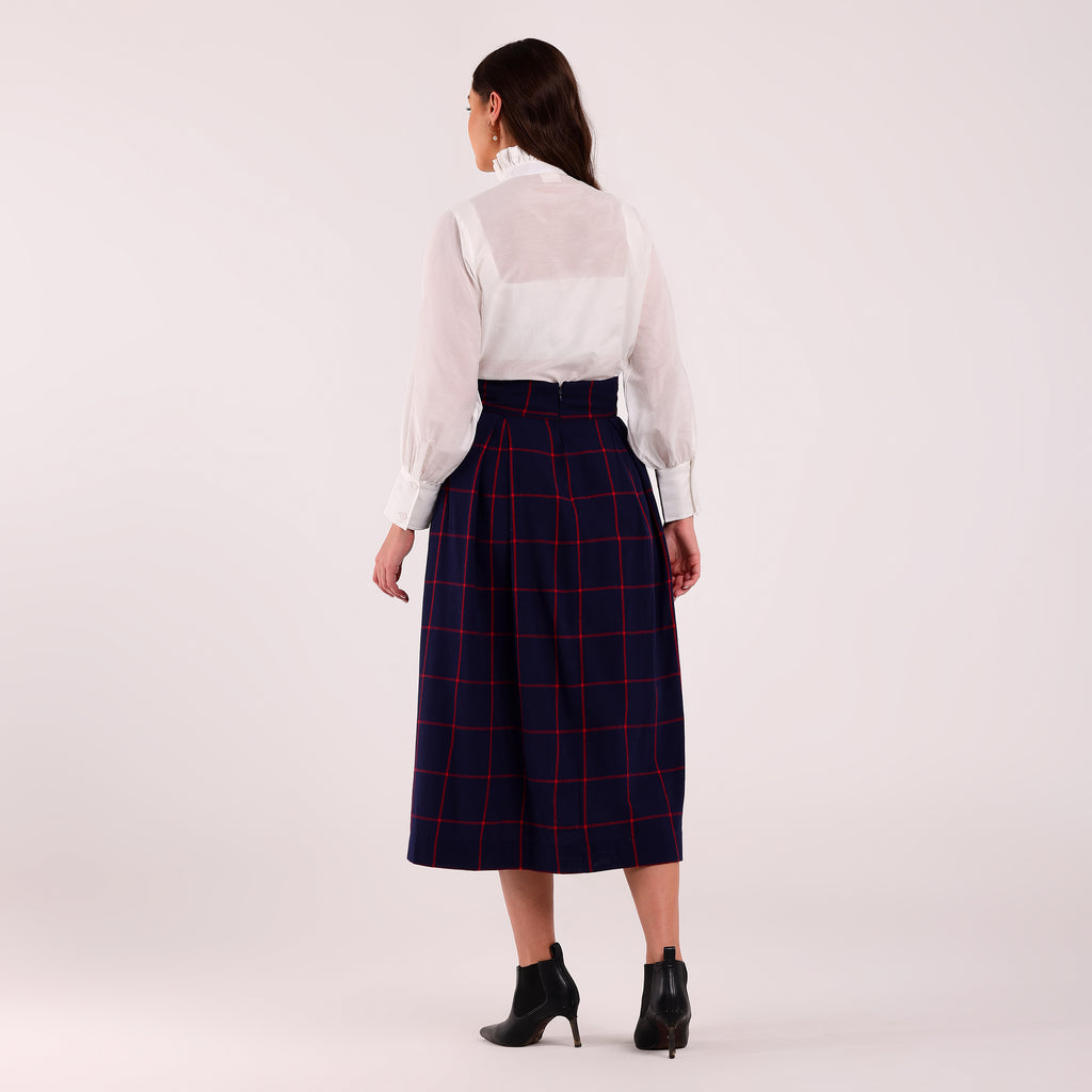 Naya- Box Pleated Blue Skirt