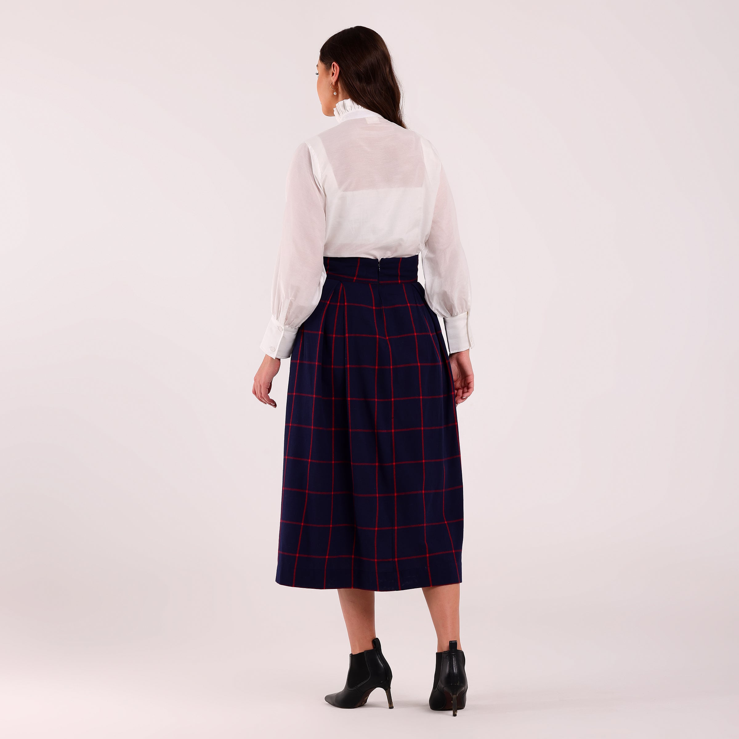 Naya- Box Pleated Blue Skirt