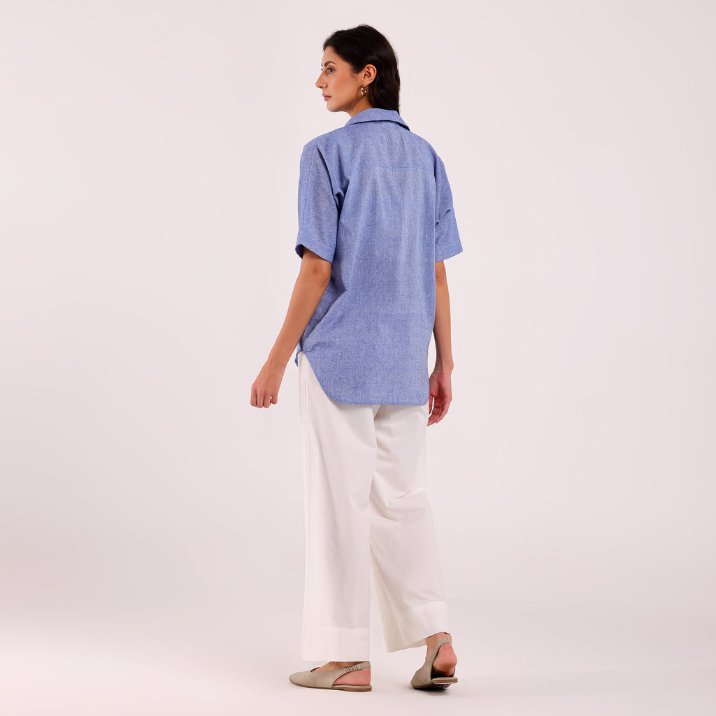Sukoon- Khadi Textured Shirt Cloud Blue