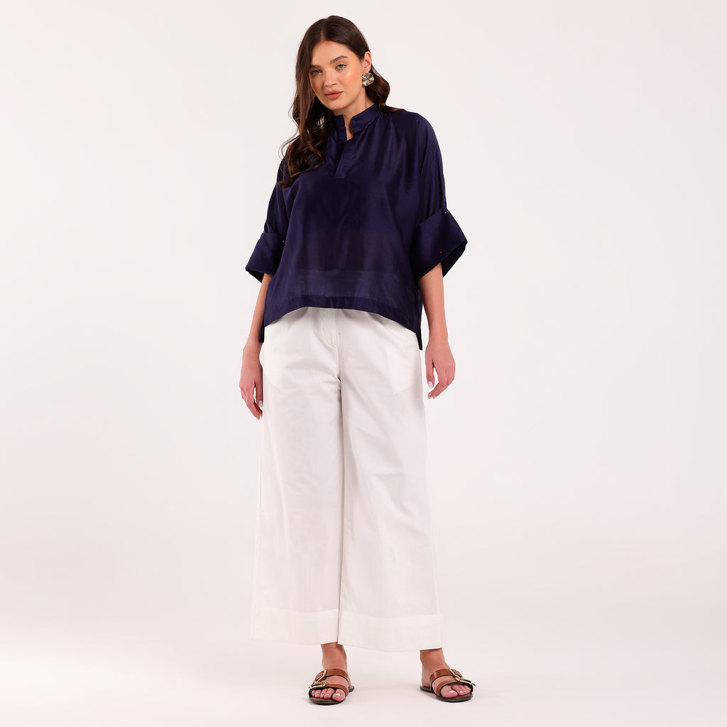 The Silk Edit- Navy Blue Shirt