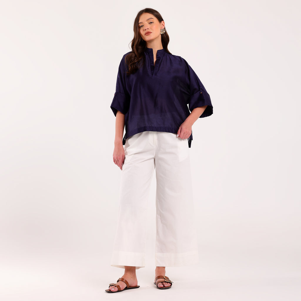 The Silk Edit- Navy Blue Shirt