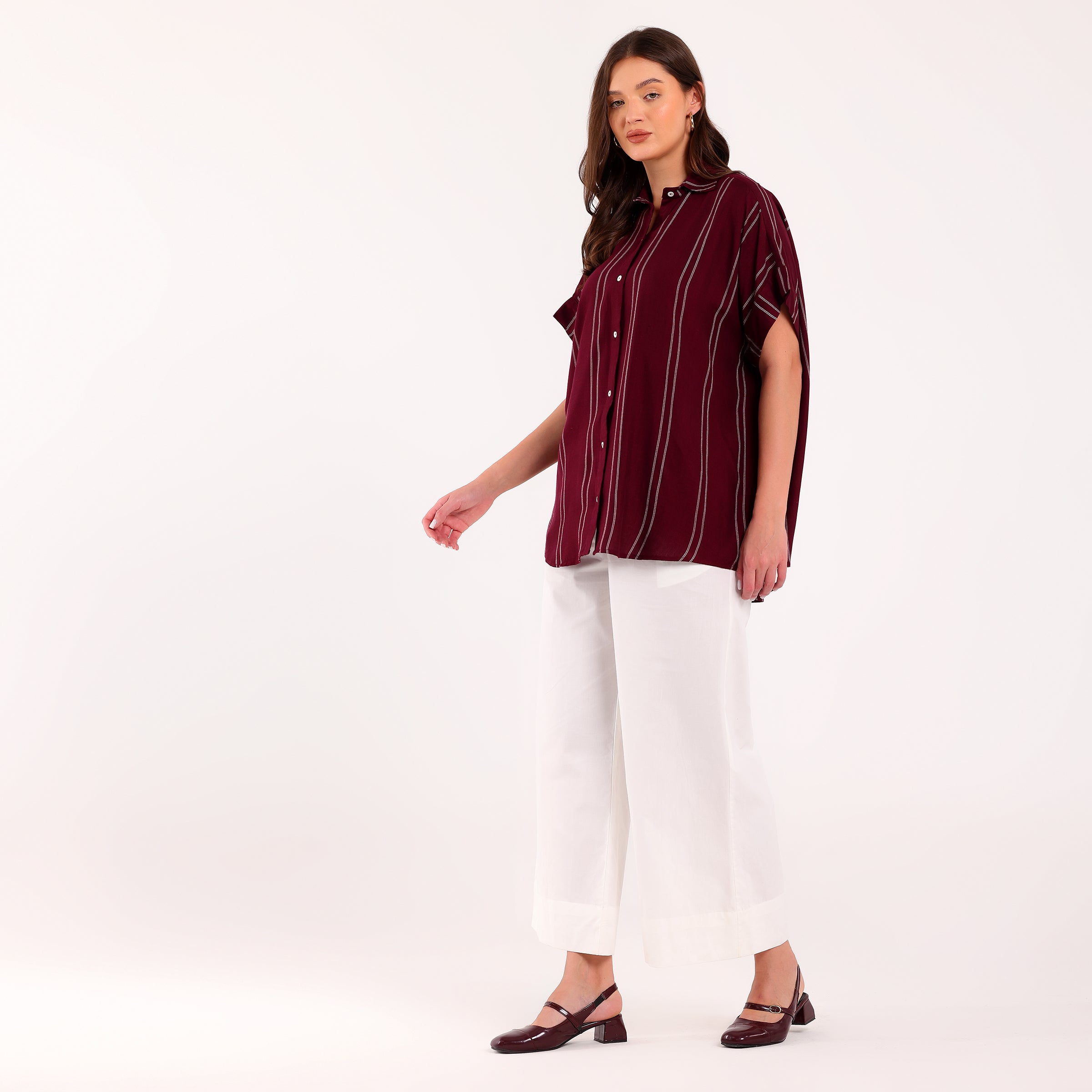 Sukoon-Maroon Shirt Sleeves Shirt