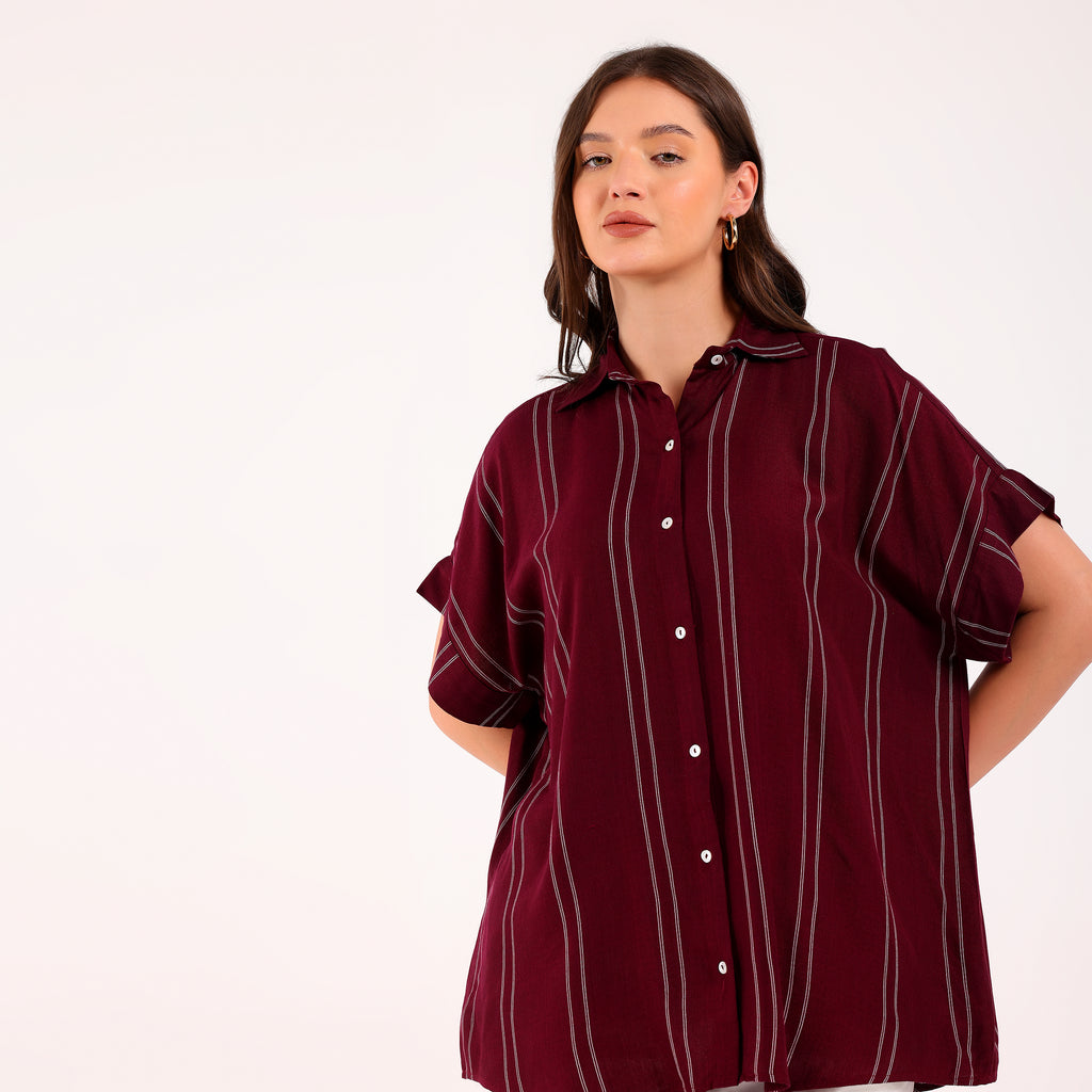 Sukoon-Maroon Shirt Sleeves Shirt