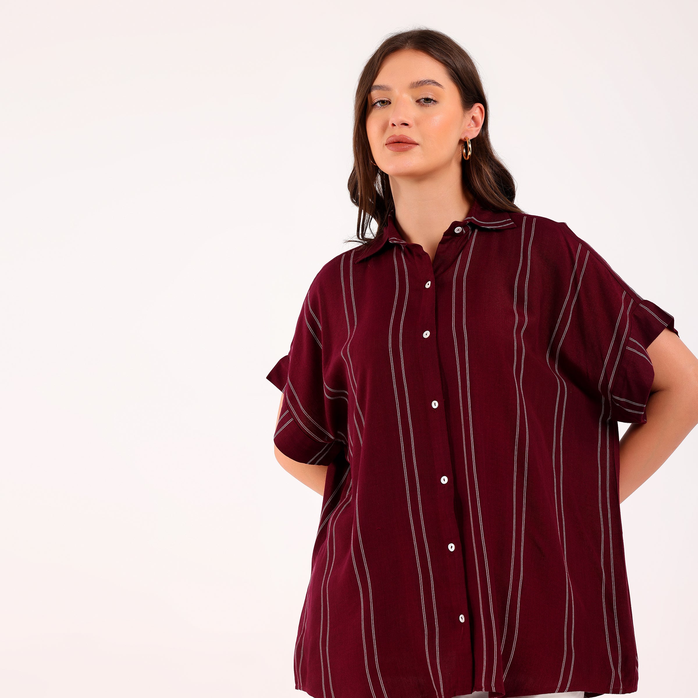 Sukoon-Maroon Shirt Sleeves Shirt