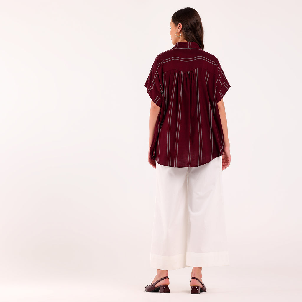 Sukoon-Maroon Shirt Sleeves Shirt