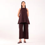 Sukoon- Flower Embroidered Coord Set Coffee